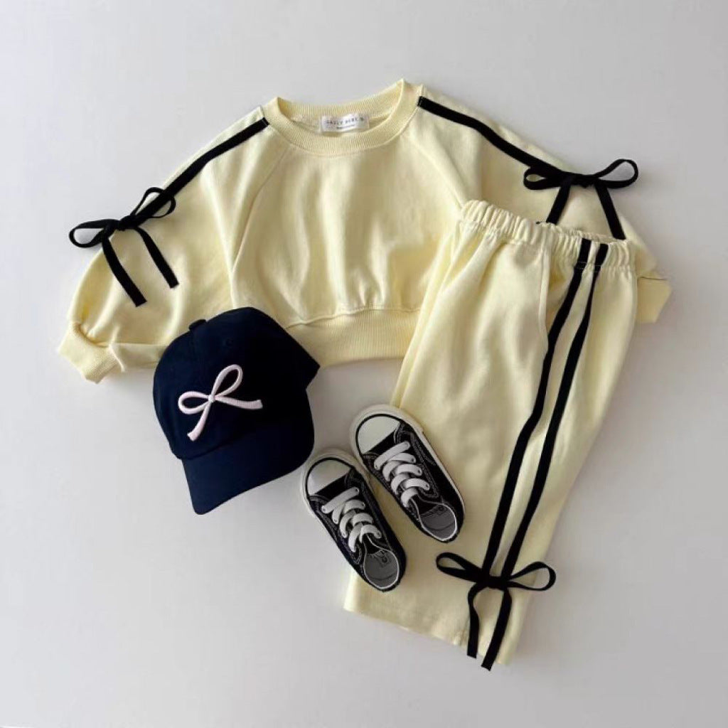 Girls’ Autumn Bow Pullover & Pants Set