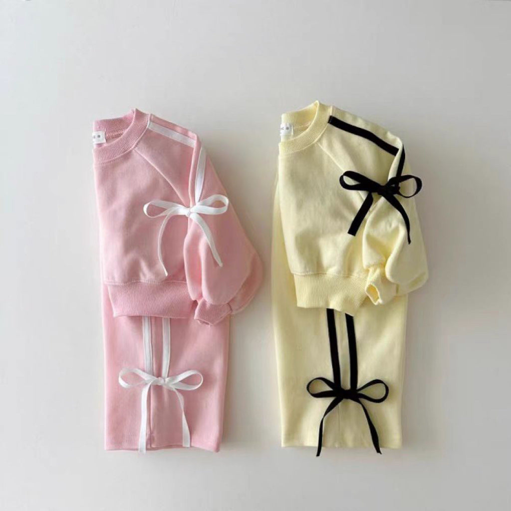 Girls’ Autumn Bow Pullover & Pants Set