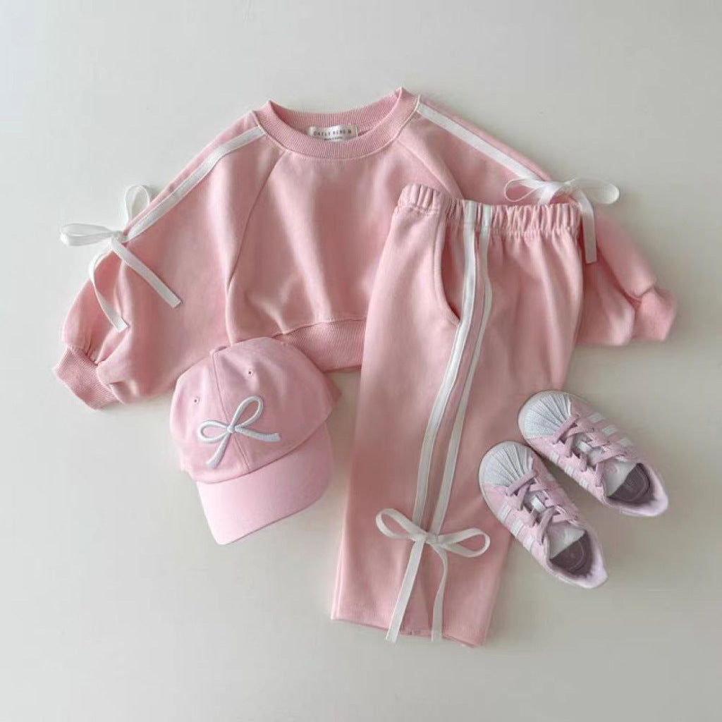 Girls’ Autumn Bow Pullover & Pants Set